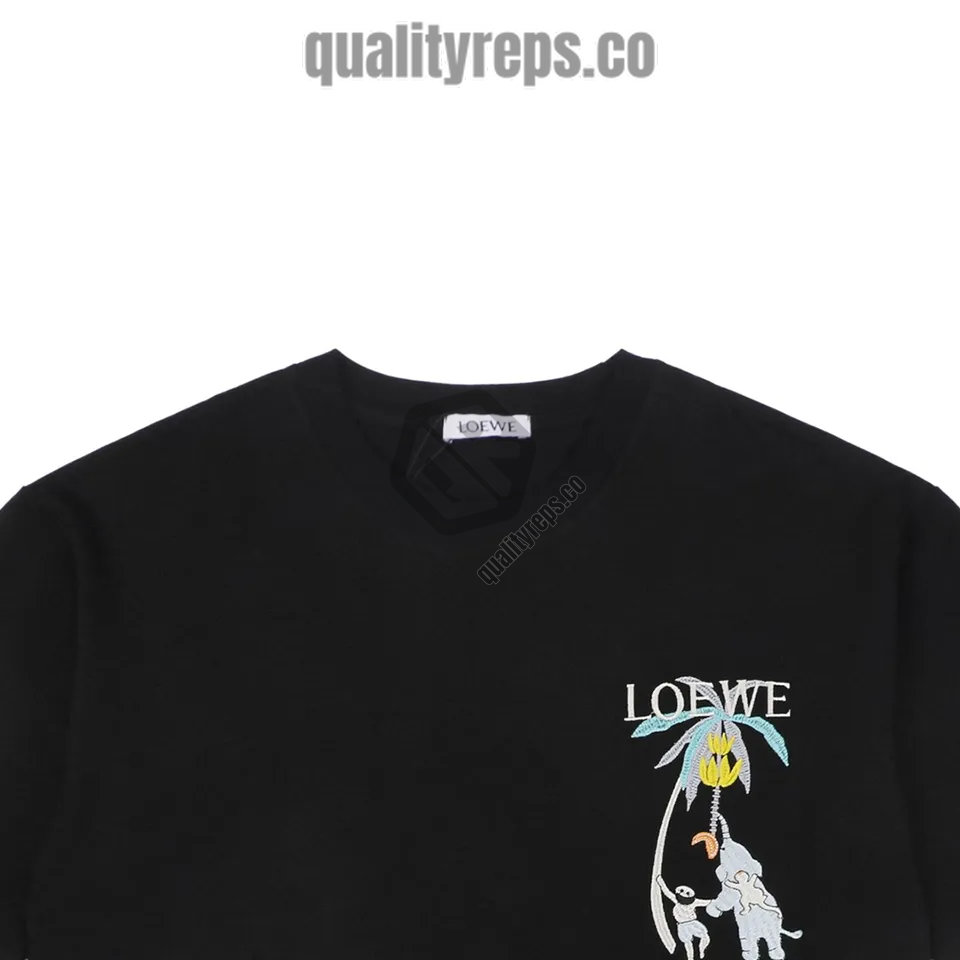 L Banana Tree Elephant Embroidered T-Shirt (White/Black) Quality Reps - Image 12