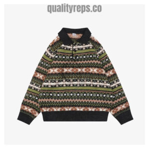 L Christmas Fair Isle Polo Knit Sweater Quality Reps