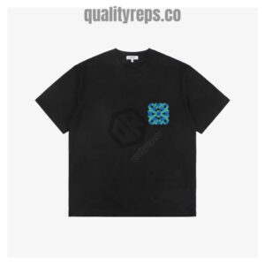 L Color-Block Flower Emblem Chenille Embroidery T-Shirt (Black/White) Quality Reps