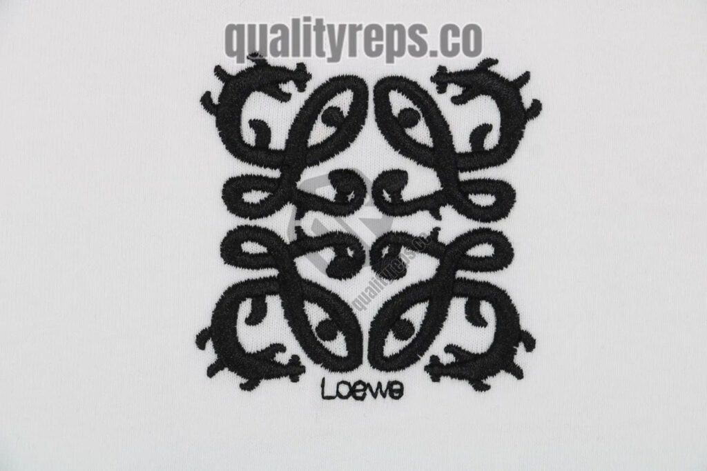 L Dragon Floral Logo Embroidered T-Shirt (Black/White) Quality Reps
