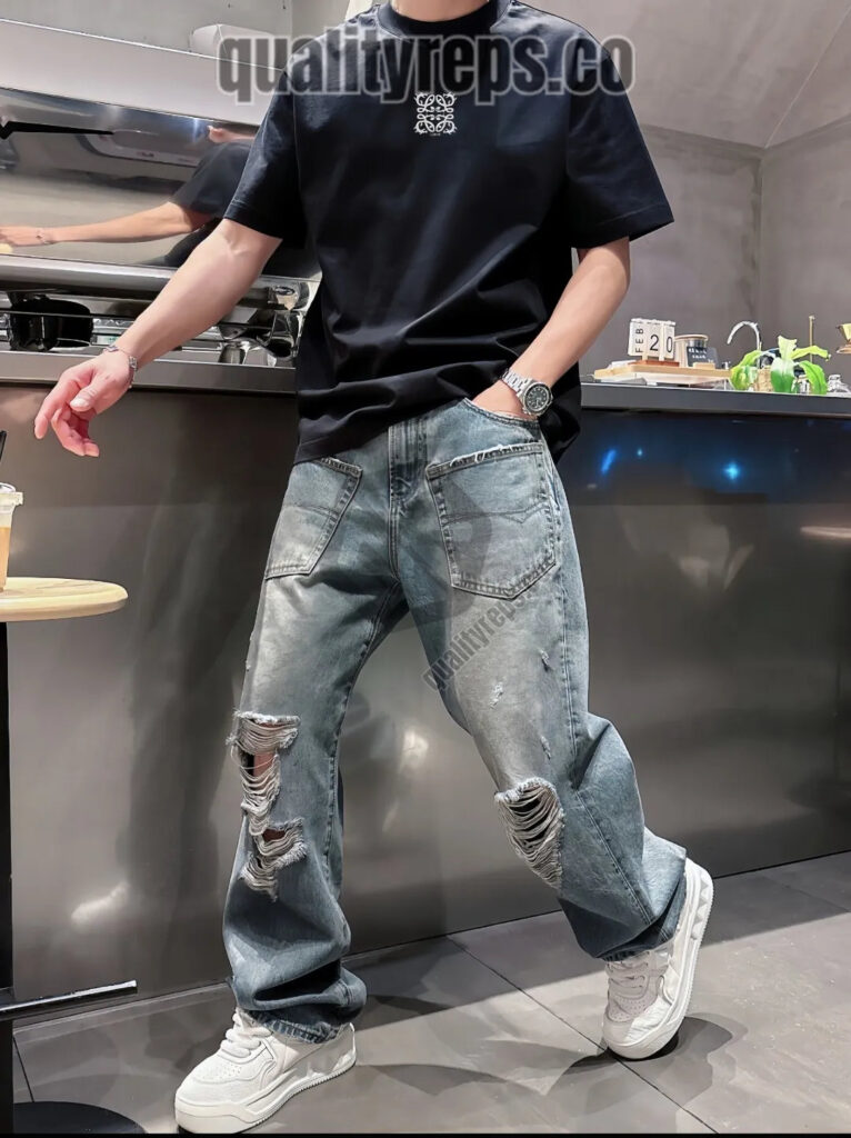 L Dragon Floral Logo Embroidered T-Shirt (Black/White) Quality Reps