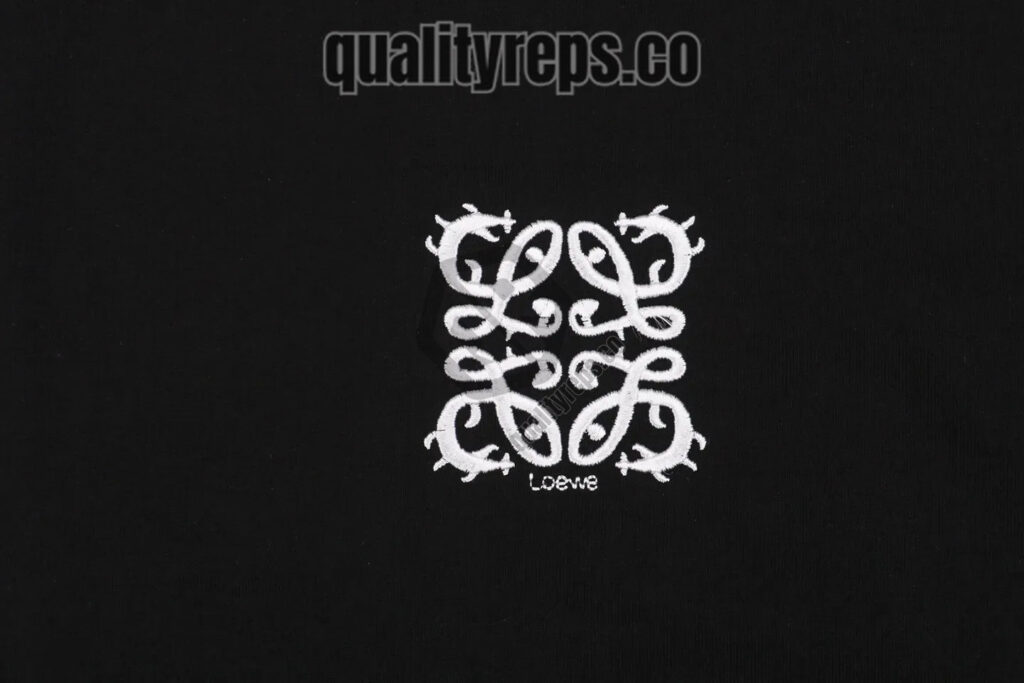 L Dragon Floral Logo Embroidered T-Shirt (Black/White) Quality Reps