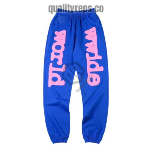 Sp5der Blue World Graphic Sweatpants Quality Reps