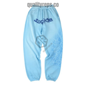 Sp5der Sky Blue Web Logo Sweatpants Quality Reps