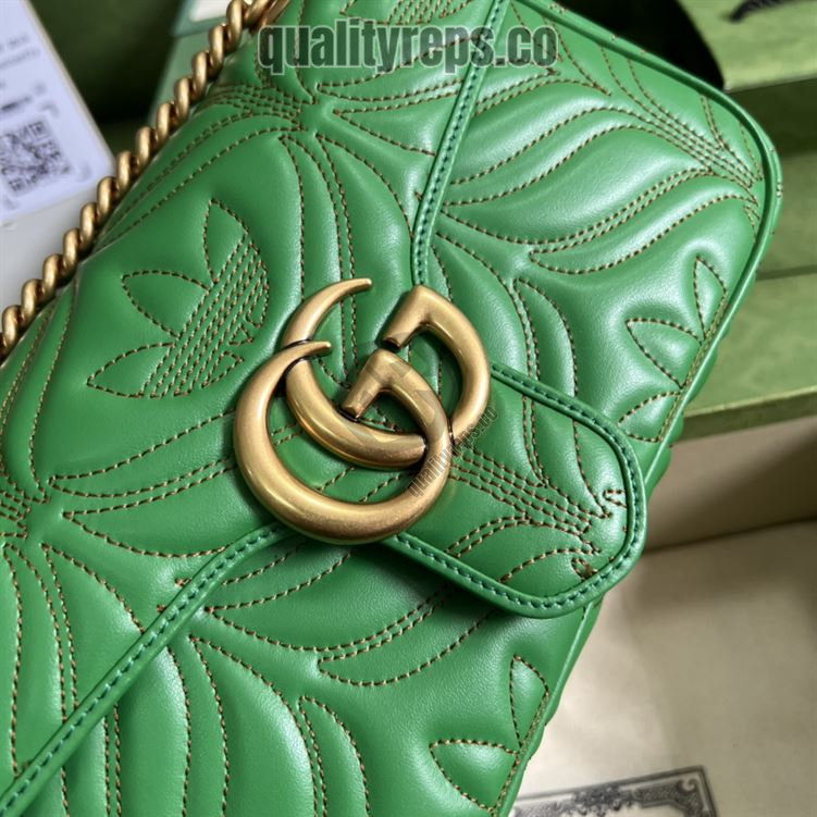 adidas x Gucci GG Marmont Small Shoulder Bag Green and Orange Leather GB094 Quality Reps - Image 6