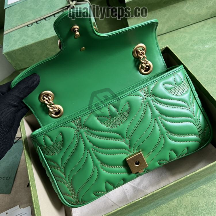 adidas x Gucci GG Marmont Small Shoulder Bag Green and Orange Leather GB094 Quality Reps - Image 8