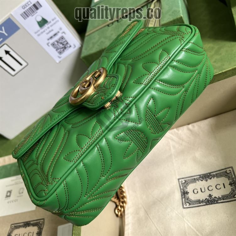 adidas x Gucci GG Marmont Small Shoulder Bag Green and Orange Leather GB094 Quality Reps - Image 9