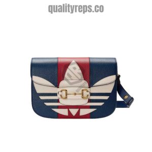 adidas x Gucci Gucci Horsebit 1955 Small Bag Dark Blue Red Leather GB105 Quality Reps