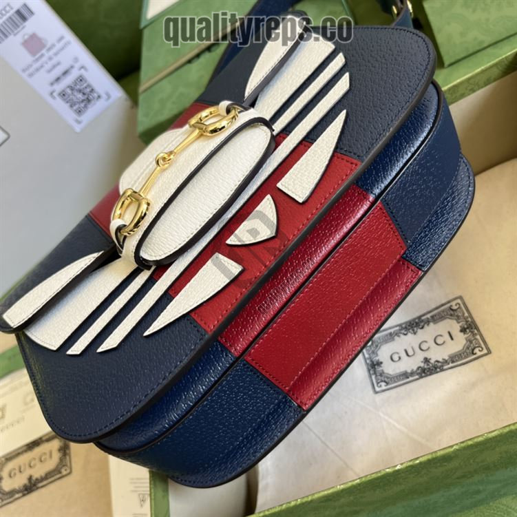 adidas x Gucci Gucci Horsebit 1955 Small Bag Dark Blue Red Leather GB105 Quality Reps - Image 10