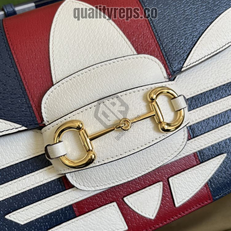 adidas x Gucci Gucci Horsebit 1955 Small Bag Dark Blue Red Leather GB105 Quality Reps - Image 5
