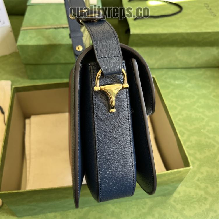 adidas x Gucci Gucci Horsebit 1955 Small Bag Dark Blue Red Leather GB105 Quality Reps - Image 6