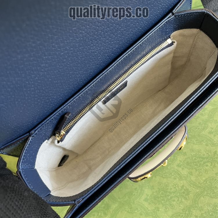 adidas x Gucci Gucci Horsebit 1955 Small Bag Dark Blue Red Leather GB105 Quality Reps - Image 7
