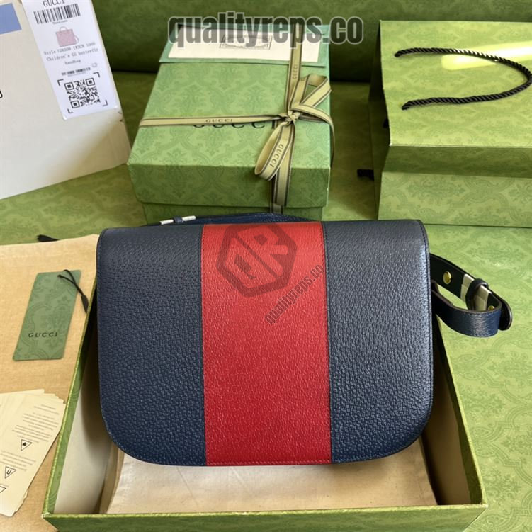 adidas x Gucci Gucci Horsebit 1955 Small Bag Dark Blue Red Leather GB105 Quality Reps - Image 8