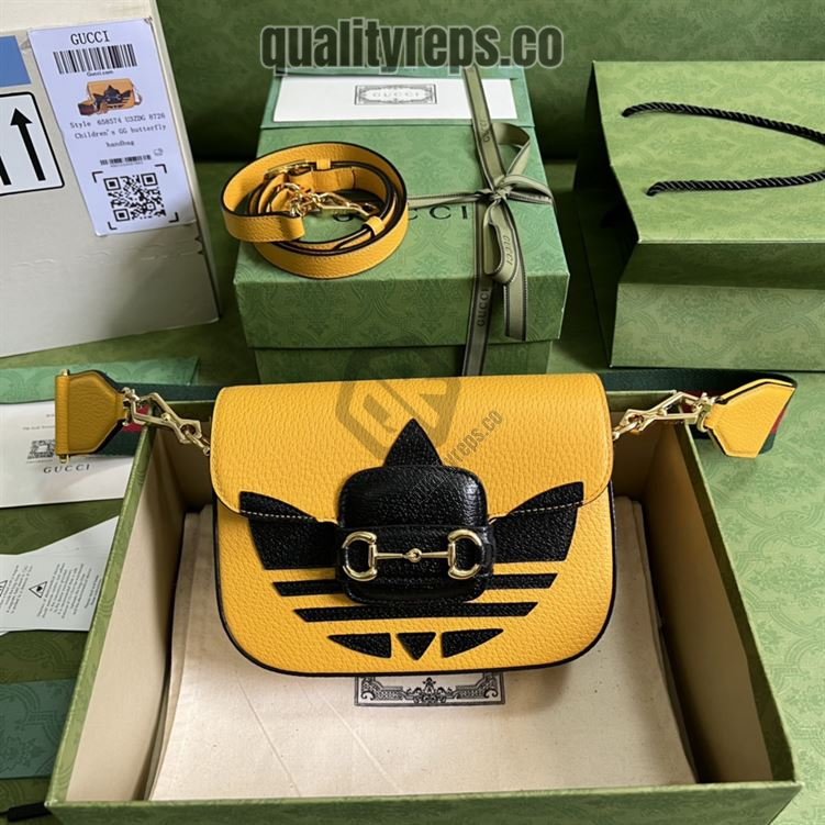adidas x Gucci Horsebit 1955 Mini Bag Yellow Black Leather GB108 Quality Reps - Image 2