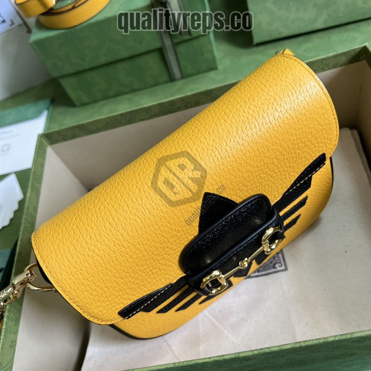 adidas x Gucci Horsebit 1955 Mini Bag Yellow Black Leather GB108 Quality Reps - Image 9